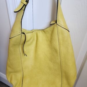 Vintage Gianni Chiarine Yellow Leather Tote Bag  Made In Italy